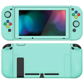 PlayVital ZealProtect Soft Protective Case for Nintendo Switch, Flexible Cover Protector for Nintendo Switch with Tempered Glass Screen Protector & Thumb Grip Caps & ABXY Direction Button Caps - Misty Green - RNSYM5004