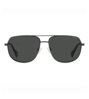 Polaroid Unisex Black Polarized Aviator Sunglasses