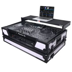 ProX XS-XDJXZ WLTWH ATA Flight Case For Pioneer XDJ-XZ DJ Controller with Laptop Shelf 1U Rack Space and Wheels - Black White