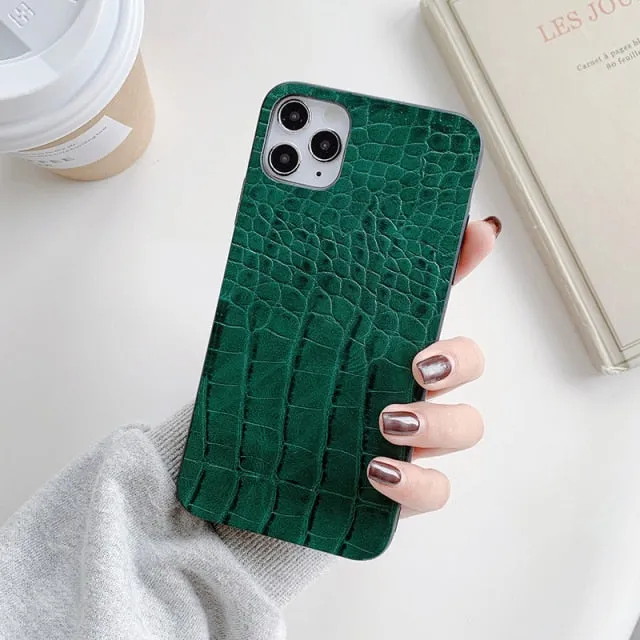 PU Leather Crocodile Pattern Texture Case For iPhone