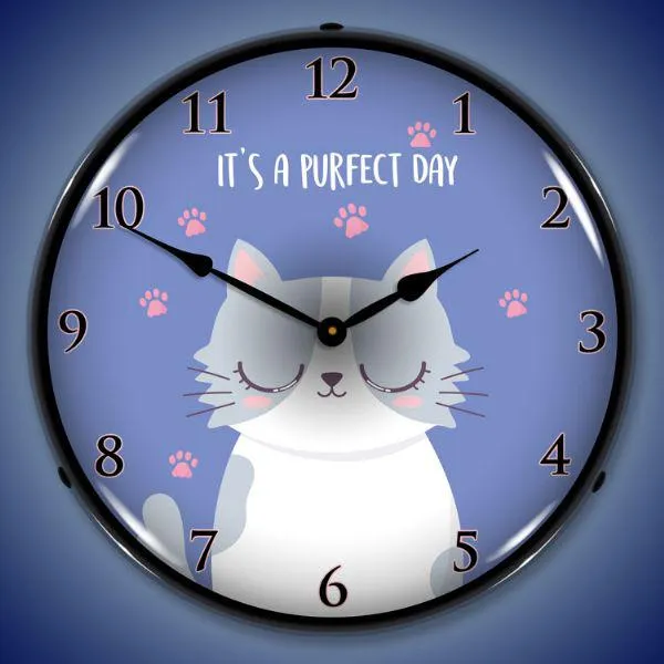 Purrfect Day Backlit LED Clock