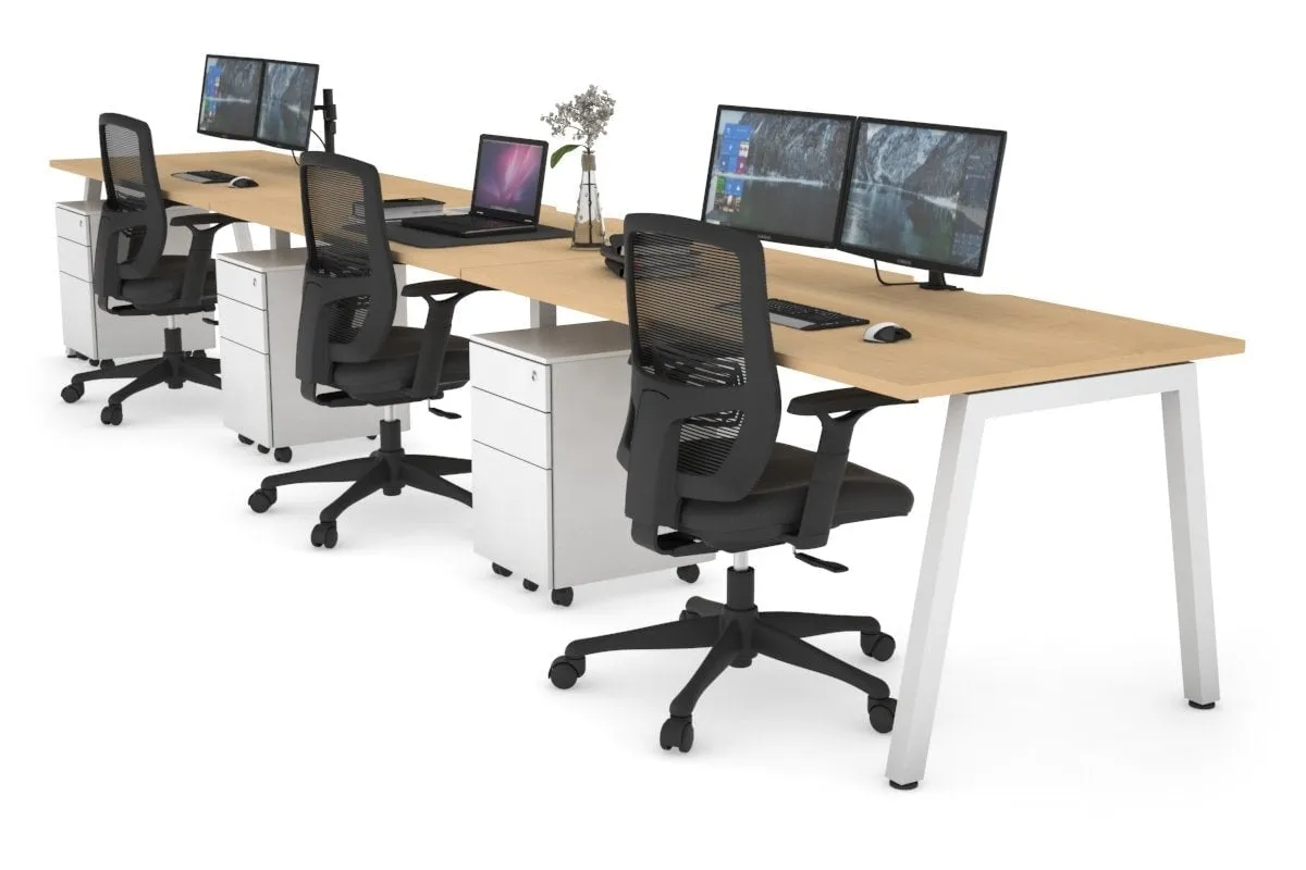 Quadro 3 Person Run Office Workstation [1200L x 800W with Cable Scallop]