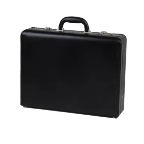 Quindici Leather Expandable Attaché Case - Black