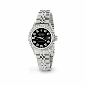 Rolex Datejust 26mm Steel Jubilee Diamond Watch with Black Dial TFJ-142508016