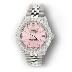 Rolex Datejust 31mm 2.95ct Diamond Bezel/Lugs/Pink Baguette Dial Watch TFJ-142507921