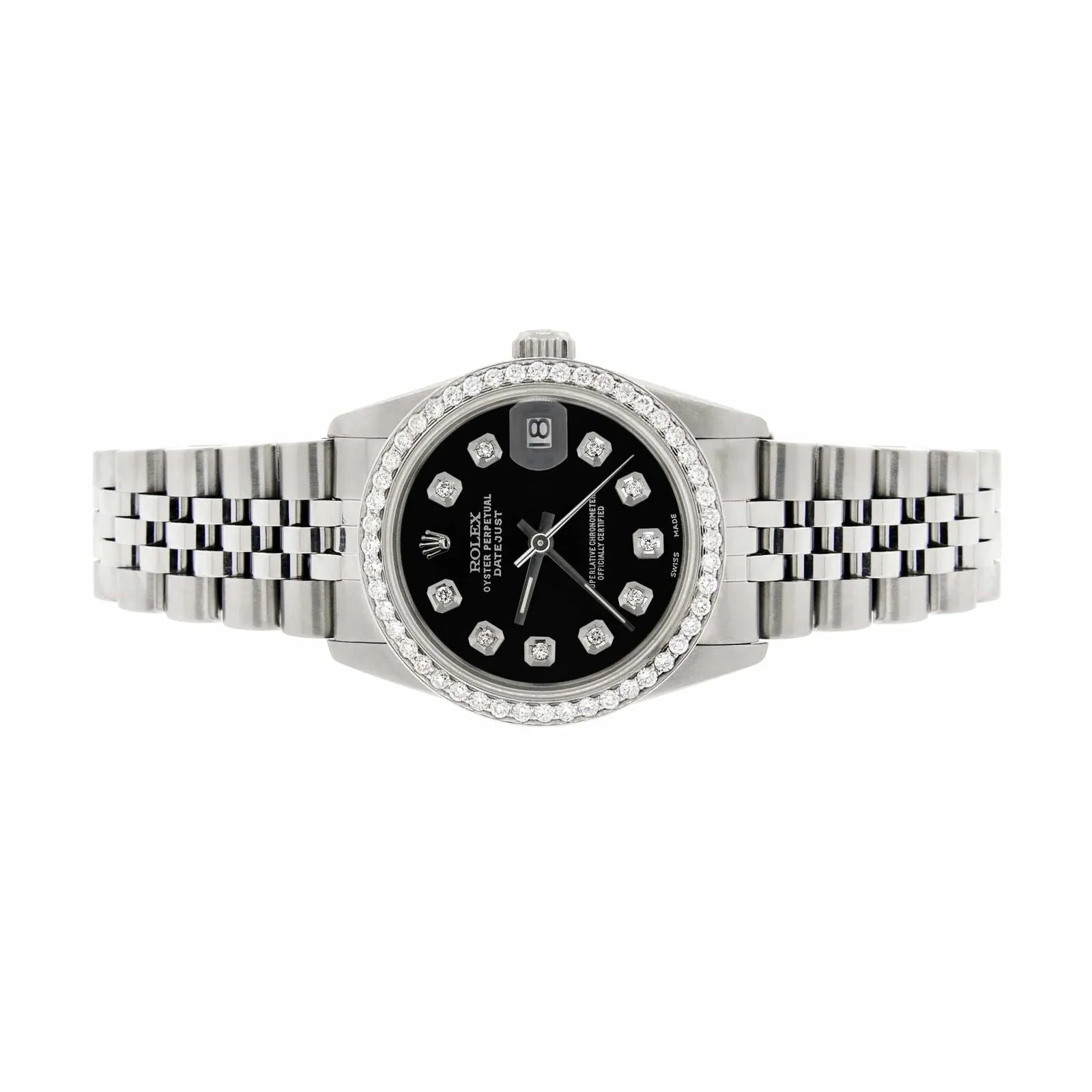 Rolex Datejust 31mm S/S Jubilee Women's Watch with Black Dial &amp; Diamond Bezel TFJ-142508077