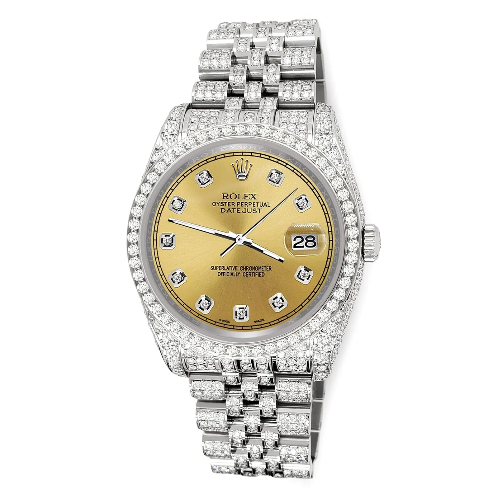 Rolex Datejust 36mm 10.2ct Diamond Champagne Track Jubilee Watch  TFJ-142508392