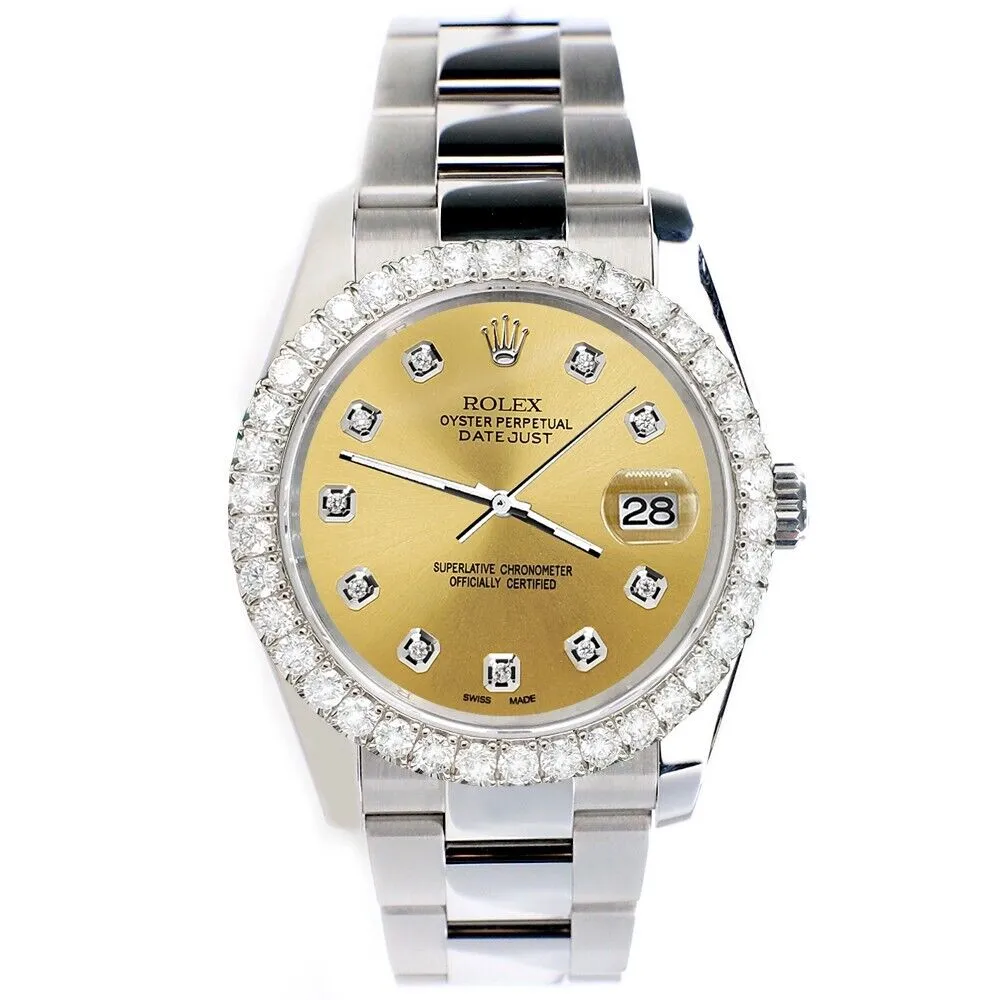 Rolex Datejust   Diamond Bezel/Champagne Diamond Dial Watch TFJ-142507908