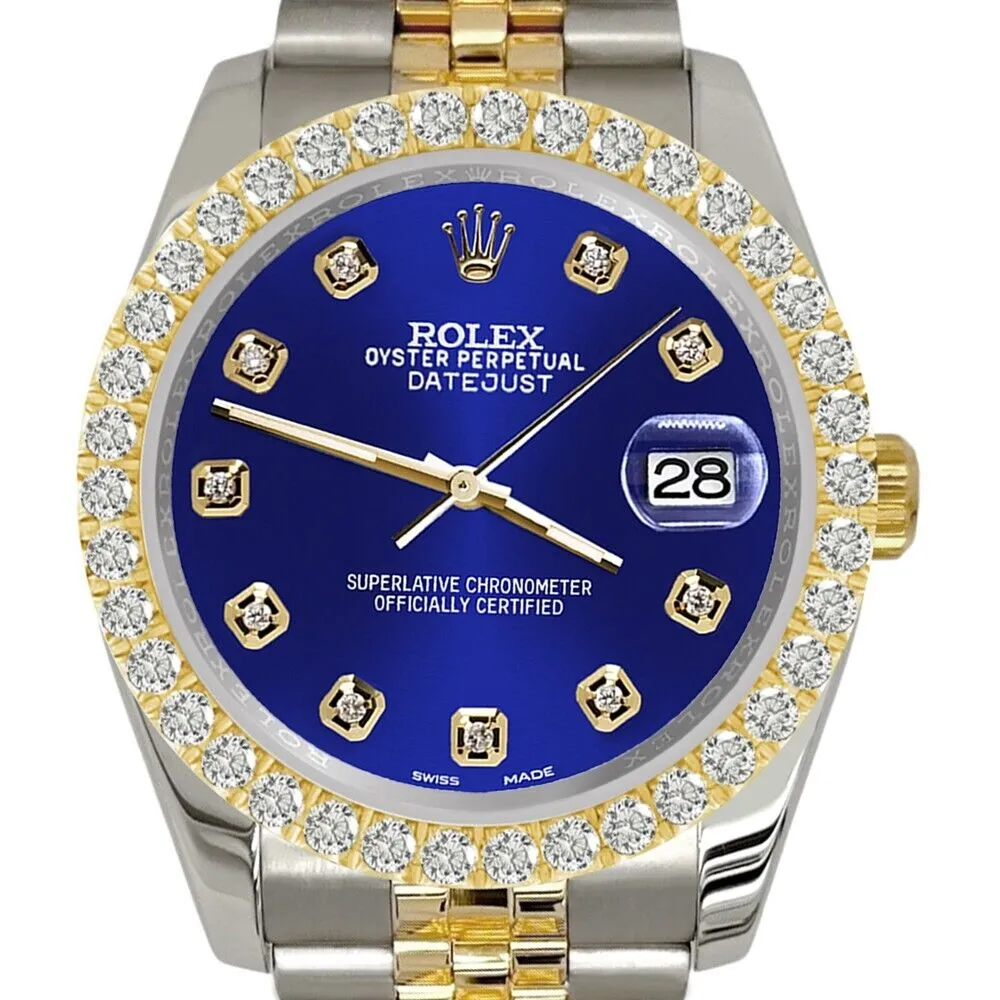 Rolex Datejust   Diamond Bezel/Navy Blue Dial Jubilee Watch TFJ-142507945