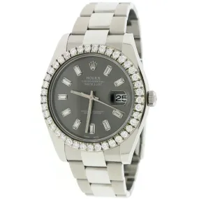 Rolex Datejust II 41MM SS Watch w/Baguette Diamond Dial/Bezel/ TFJ-142508043