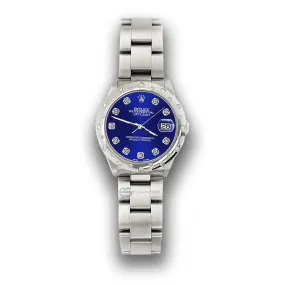 Rolex Datejust Midsize 31mm Domed 24 Diamonds Bezel/Navy Blue Dial Watch 78240 TFJ-142508783