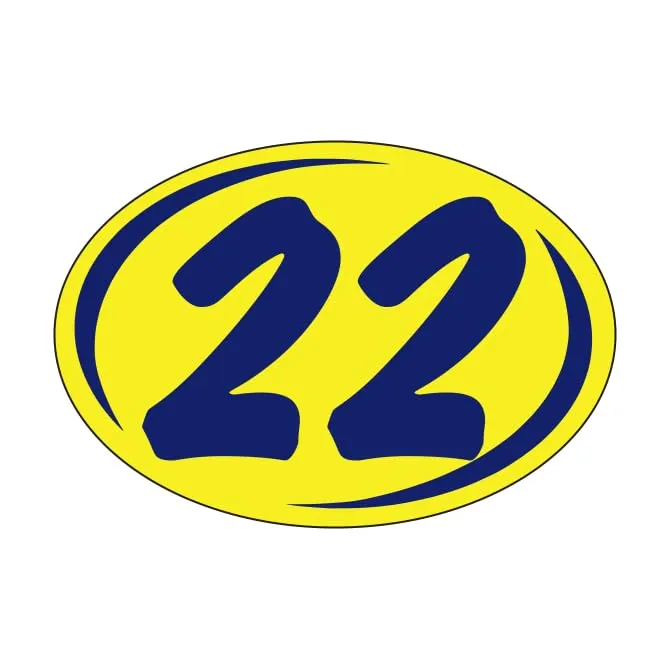 Round Year Window Stickers - Blue on Yellow Car Dealer Window Stickers - Durable, Weatherproof Vinyl with Easy On/Off Adhesive - Back Slit for Seamless Installation - 8" × 5-1/2"