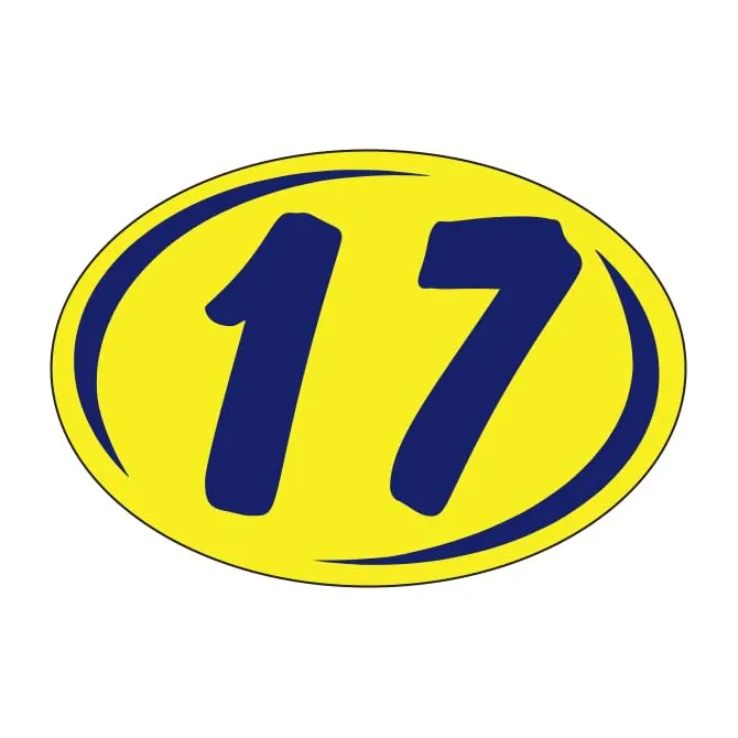 Round Year Window Stickers - Blue on Yellow Car Dealer Window Stickers - Durable, Weatherproof Vinyl with Easy On/Off Adhesive - Back Slit for Seamless Installation - 8" × 5-1/2"