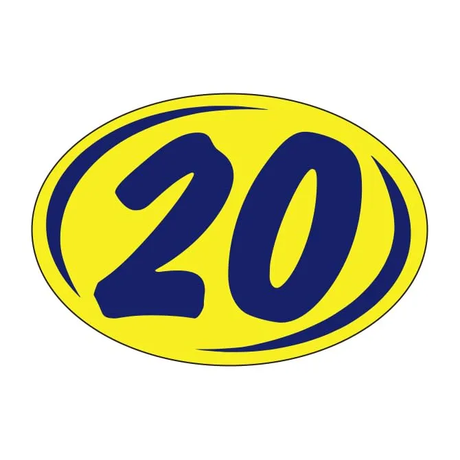 Round Year Window Stickers - Blue on Yellow Car Dealer Window Stickers - Durable, Weatherproof Vinyl with Easy On/Off Adhesive - Back Slit for Seamless Installation - 8" × 5-1/2"