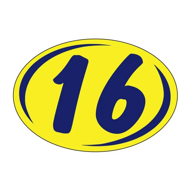 Round Year Window Stickers - Blue on Yellow Car Dealer Window Stickers - Durable, Weatherproof Vinyl with Easy On/Off Adhesive - Back Slit for Seamless Installation - 8" × 5-1/2"