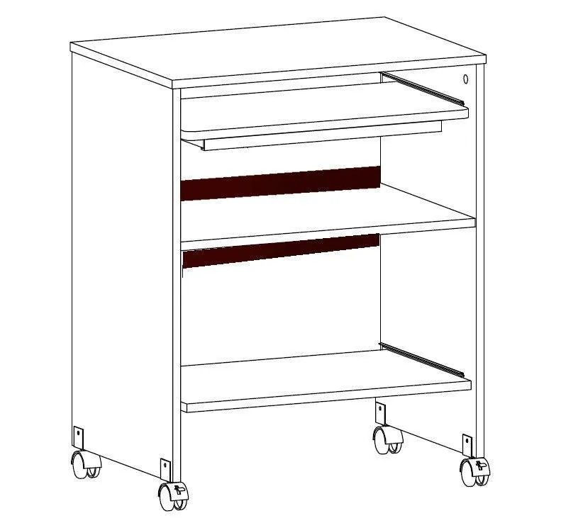 S2326 24" Compact Small Computer Desk with keyboard tray, sliding printer shelf & mouse tray. Small spaces, Home-Office.