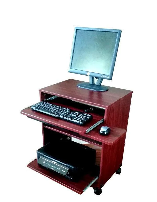 S2326 24" Compact Small Computer Desk with keyboard tray, sliding printer shelf & mouse tray. Small spaces, Home-Office.