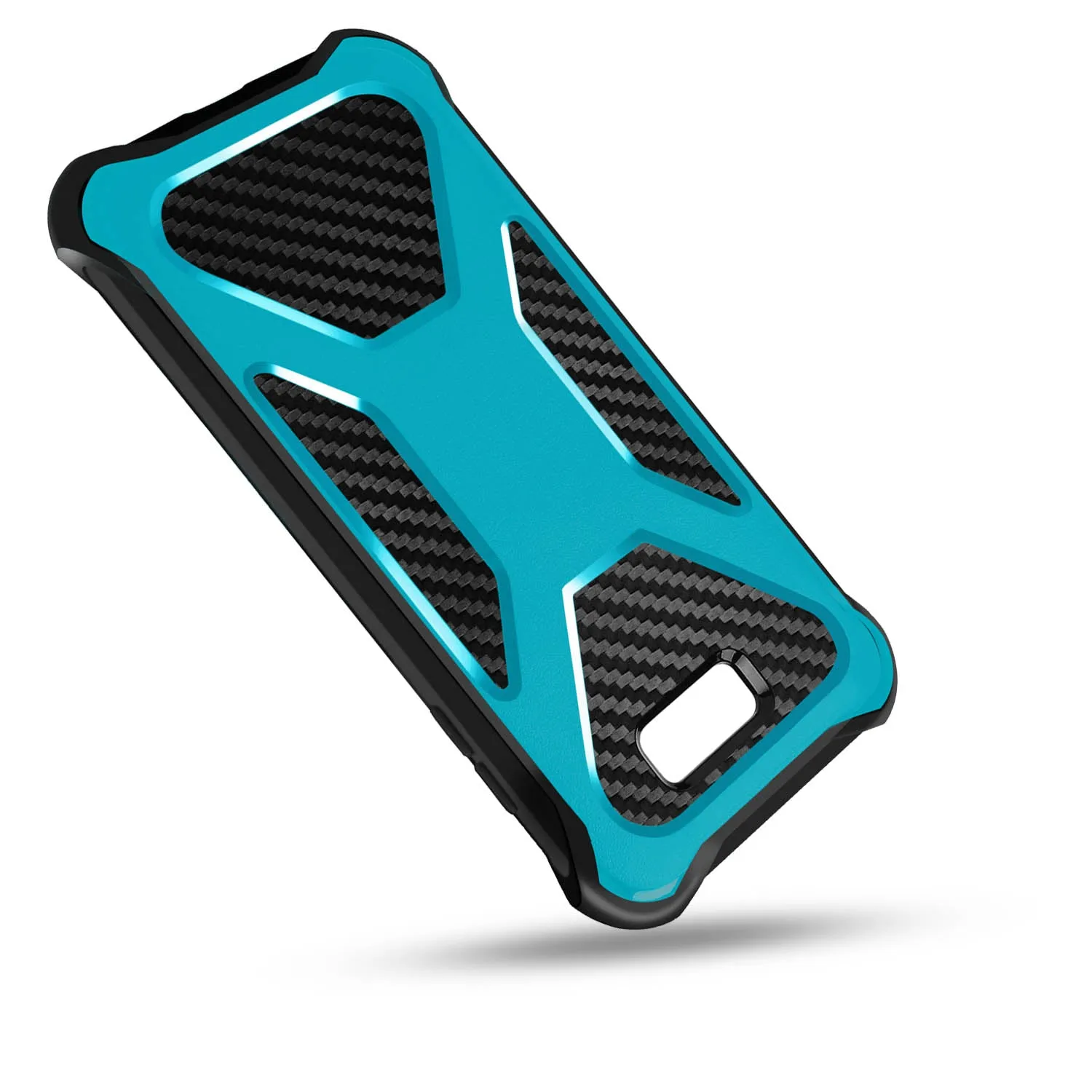 Samsung Galaxy J7 (2017) / J7 Sky Pro / J7 Perx / J7 V / J7 Prime / Galaxy Halo Case, Rugged Slim Rotating Swivel Lock Carbon Fiber Combo Clip Cover - Teal