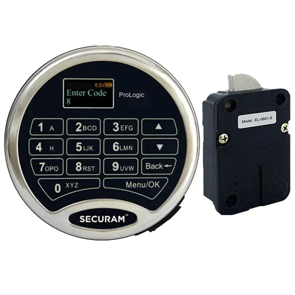 SECURAM - ProLogic Kit - ProLogic L22 Electronic Safe Keypad Lock & SwingBolt Lock Body with Status Sensor - Digital Mode - UL Listed - Chrome