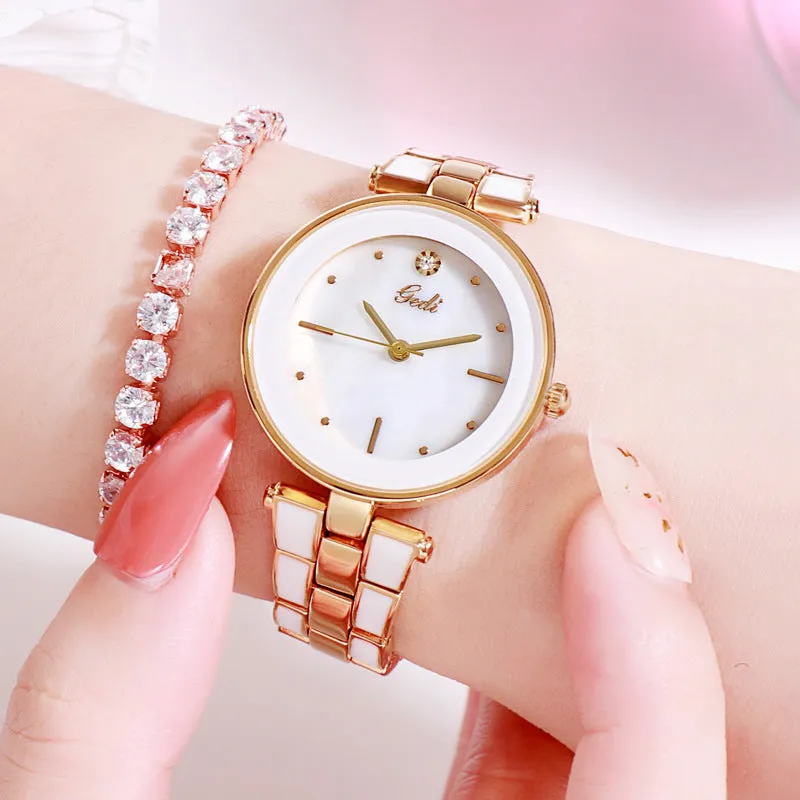 Simple Dial Steel Strap Women's Watch