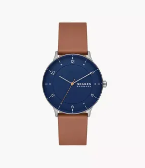 SKW6885 - Skagen Riis Three-Hand Medium Brown Leather Watch for Men