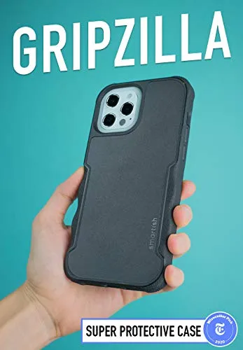 Smartish iPhone 12 Pro Max Armor Case - Gripzilla [Rugged   Protective] Slim Tough Grip Cover - Black Tie Affair