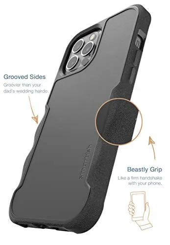 Smartish iPhone 12 Pro Max Armor Case - Gripzilla [Rugged   Protective] Slim Tough Grip Cover - Black Tie Affair