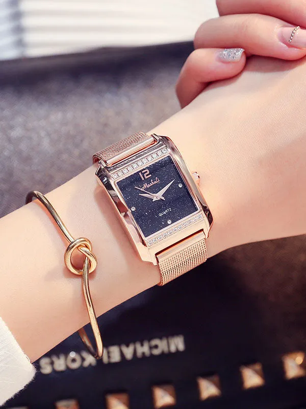 Stainless Steel Square Women's Watch