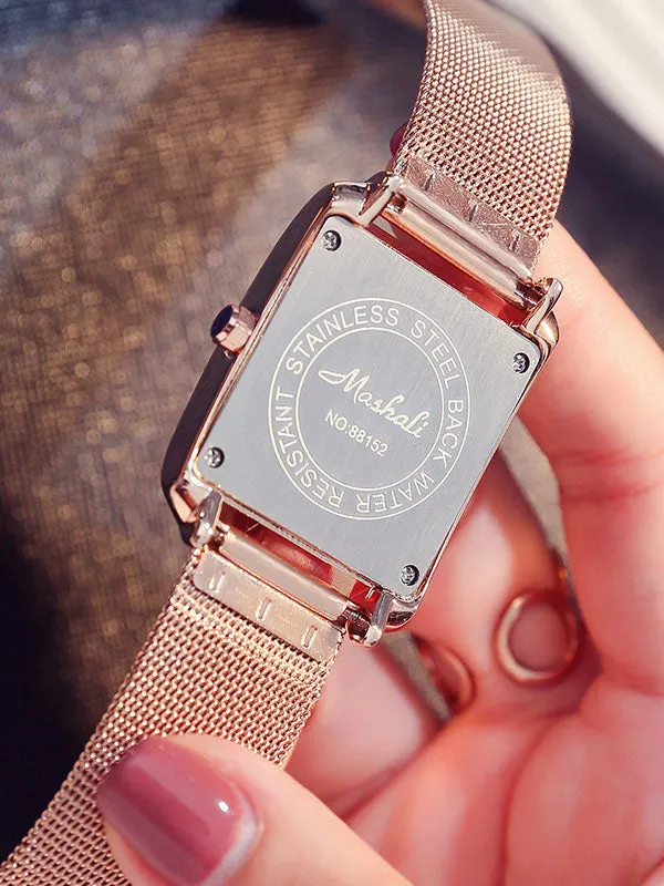 Stainless Steel Square Women's Watch