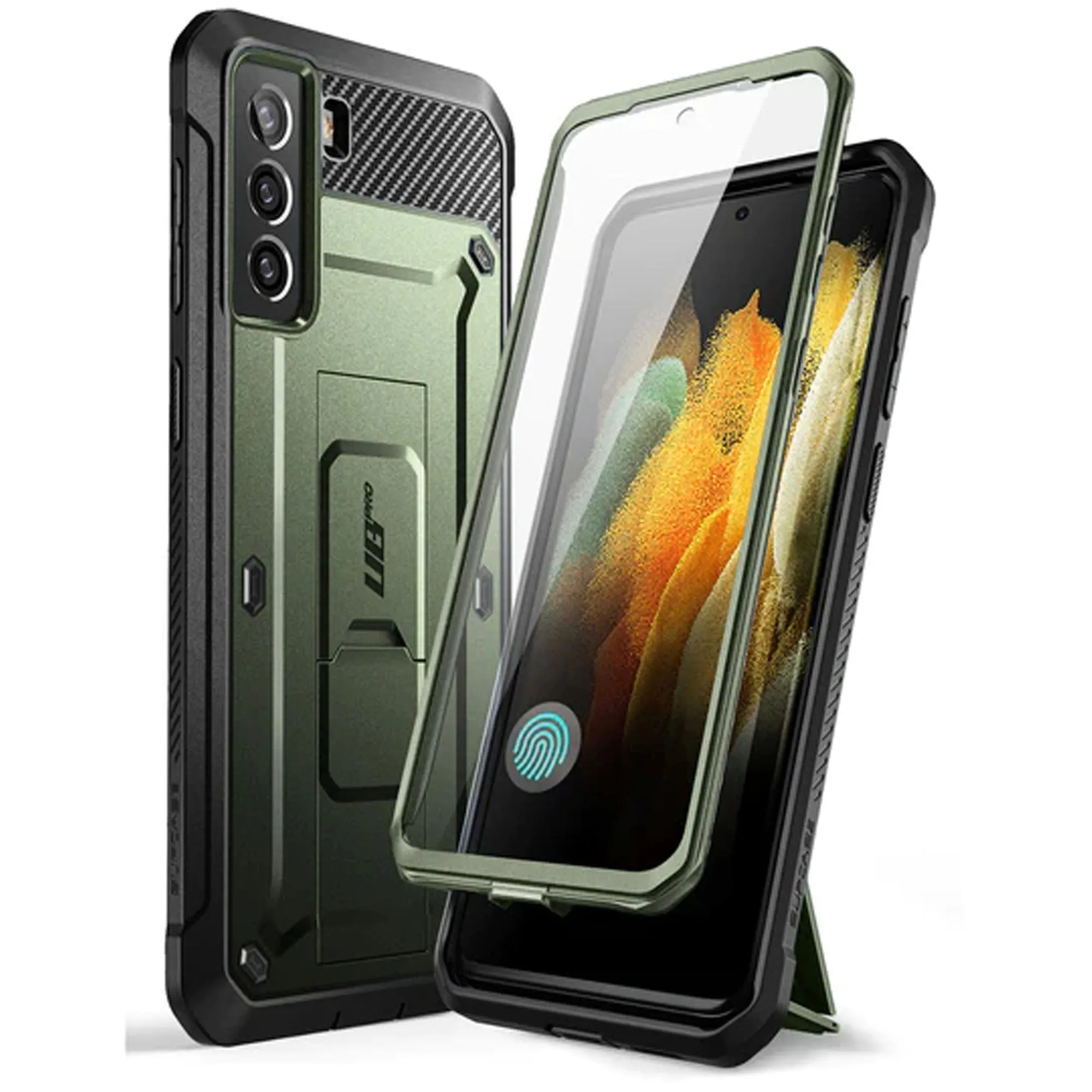 Supcase Unicorn Beetle Pro Rugged Case for Samsung Galaxy S21 FE with Built-in Screen Protector - Dark Green (Barcode: 843439113411 )