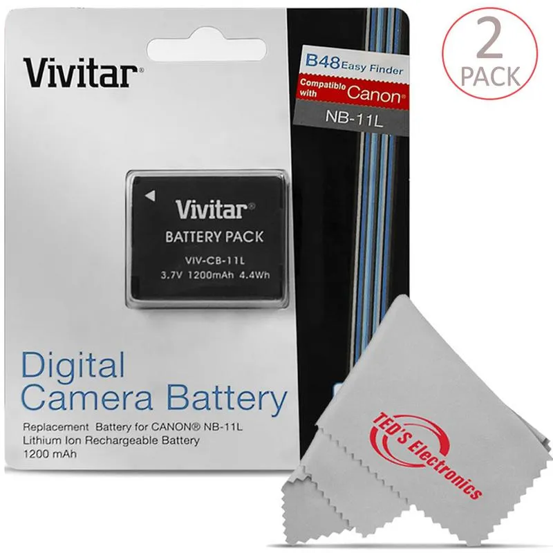 Two VIVITAR VIV-CB-11LH Li-On Rechargeable Replacement Battery for Canon NB-11LH for (Canon Powershot SX410 IS, SX400 IS, ELPH 170 IS, 340 HS 320)