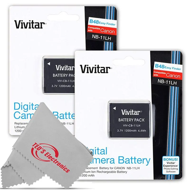 Two VIVITAR VIV-CB-11LH Li-On Rechargeable Replacement Battery for Canon NB-11LH for (Canon Powershot SX410 IS, SX400 IS, ELPH 170 IS, 340 HS 320)