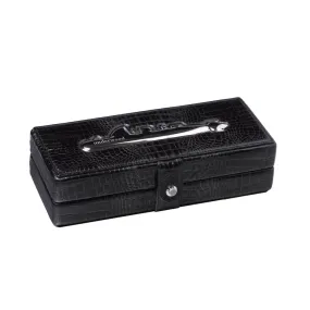 UNDERWOOD (LONDON) - 4-Unit Croco Watch Box w Accent | UN234/CBLK