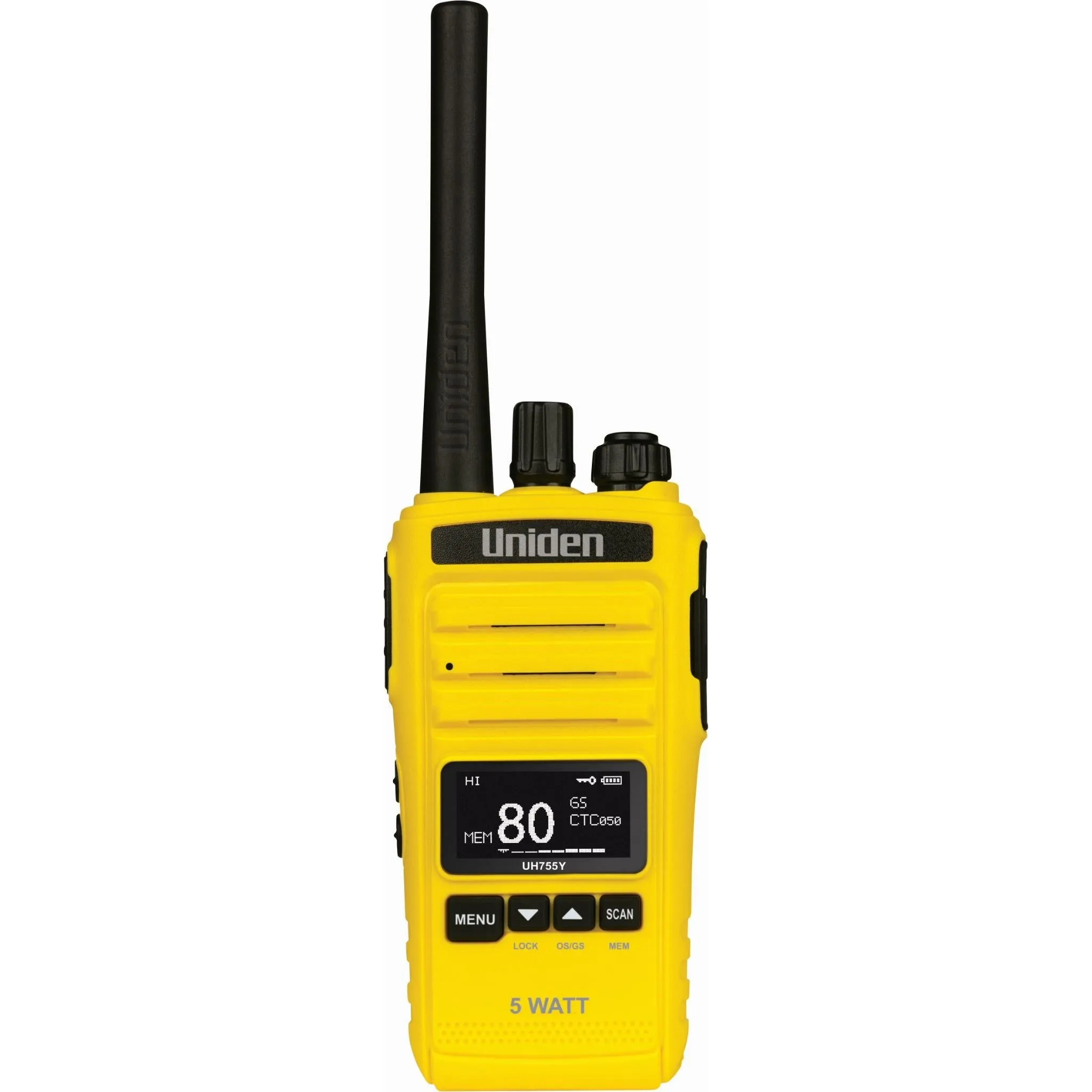 Uniden UH755Y 5 Watt UHF Splashproof CB Handheld Radio (Yellow)