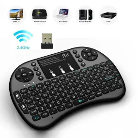 (Updated With Backlit) Rii i8  2.4GHz Mini Wireless Keyboard with Touchpad Mouse, LED Backlit, Rechargable Li-ion Battery, Soft Silicone Button, Raspberry Pi 2, MacOS, Linux, HTPC, Google Android TV Box, Windows XP Vista 7 8 10