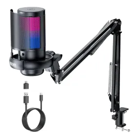 USB Microphone for PC: Computer Condenser Mic with Boom Arm