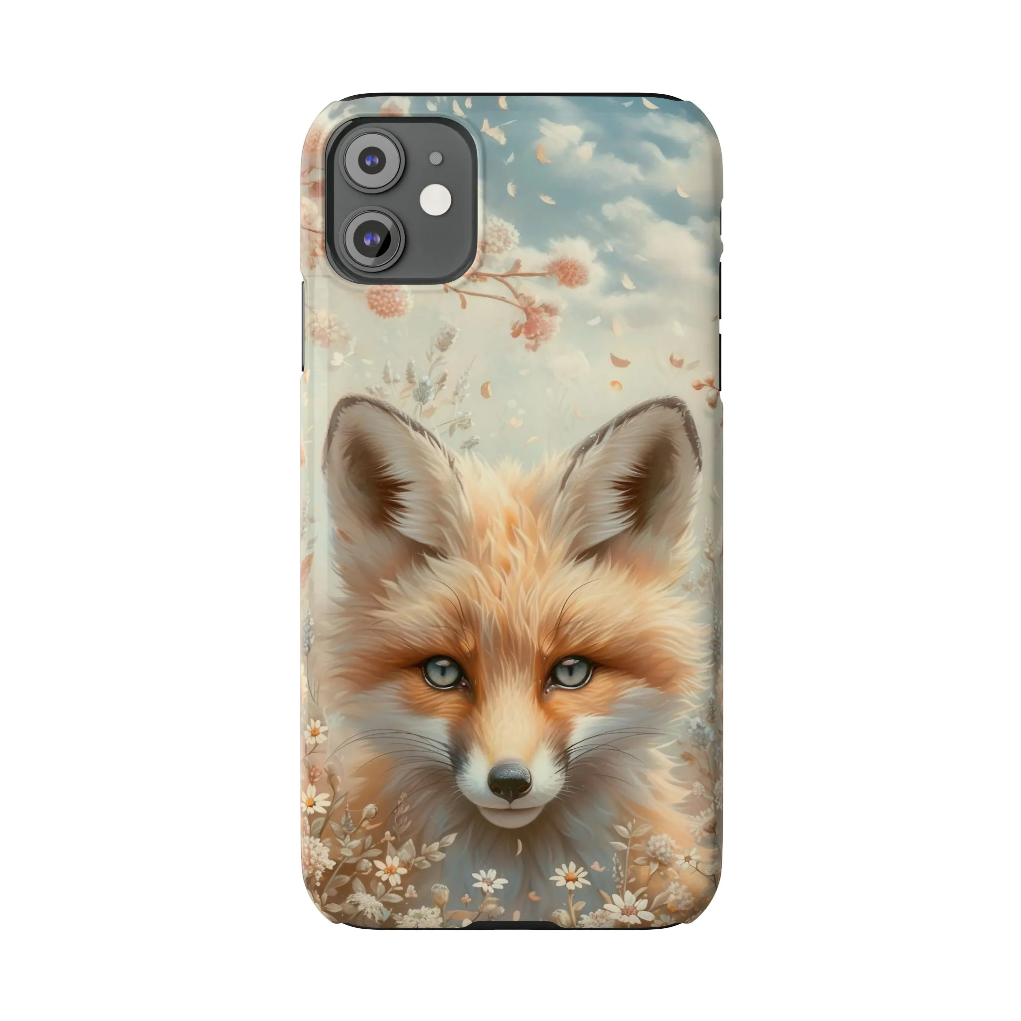 Whimsical Blue Eyed Fox Design Sleek Elegance Wireless-Charging Compatible Phone Case Slim Phone Case compatible with over 20 iphone models