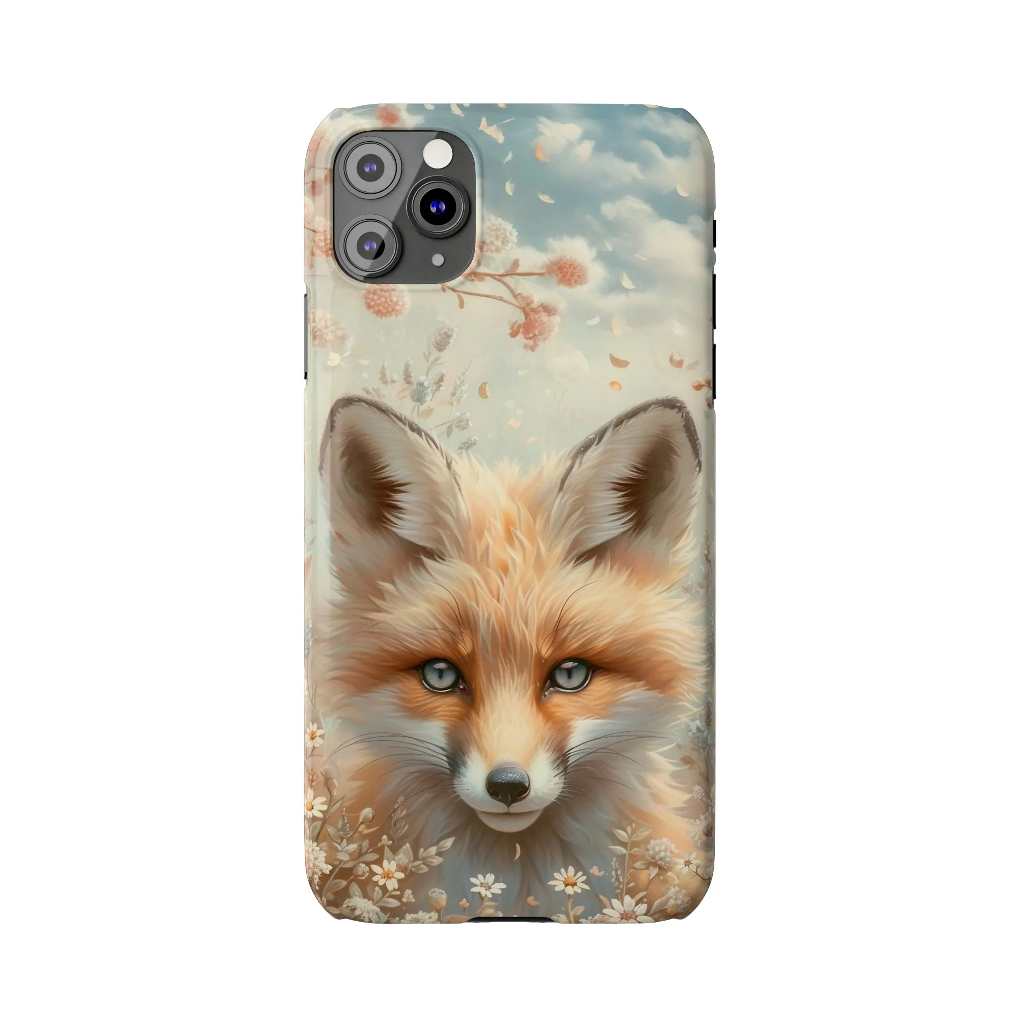 Whimsical Blue Eyed Fox Design Sleek Elegance Wireless-Charging Compatible Phone Case Slim Phone Case compatible with over 20 iphone models