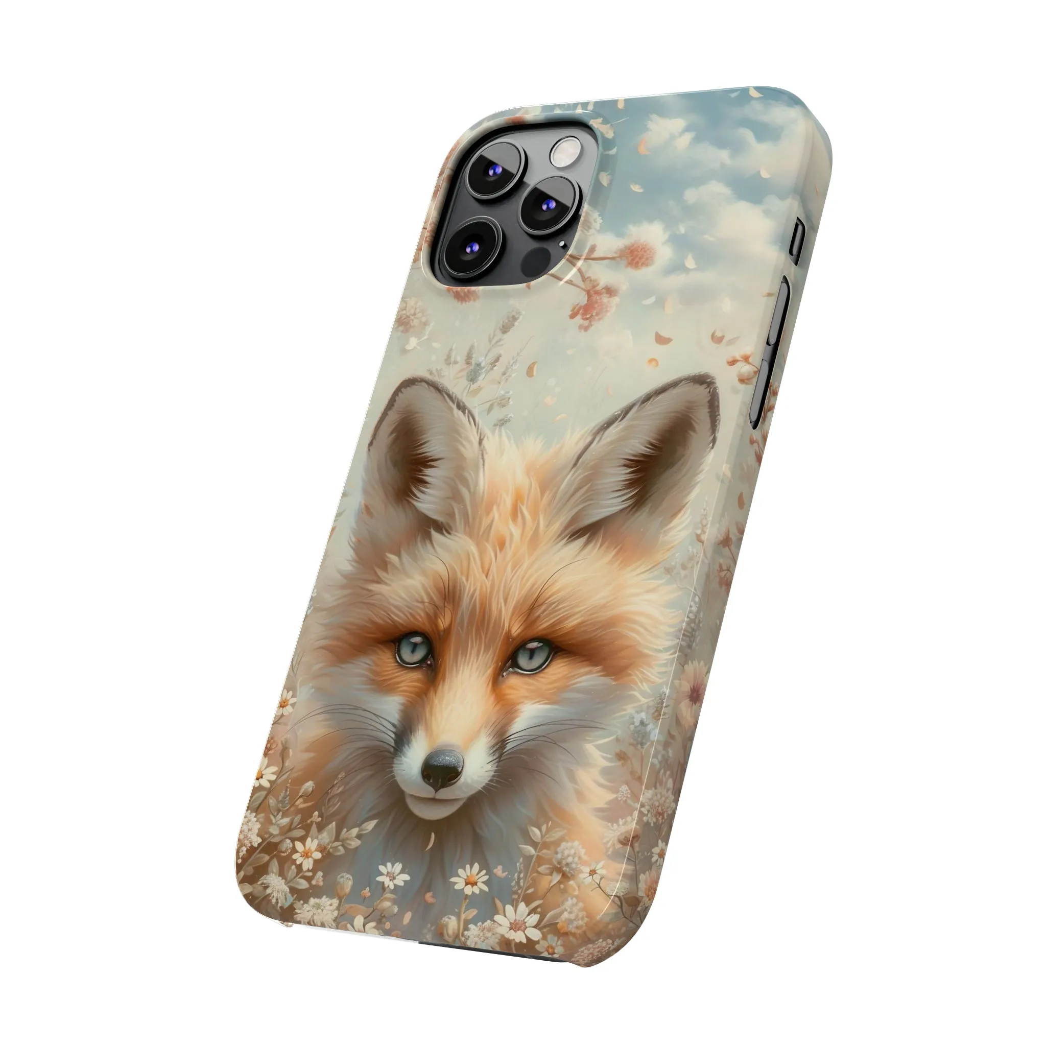 Whimsical Blue Eyed Fox Design Sleek Elegance Wireless-Charging Compatible Phone Case Slim Phone Case compatible with over 20 iphone models