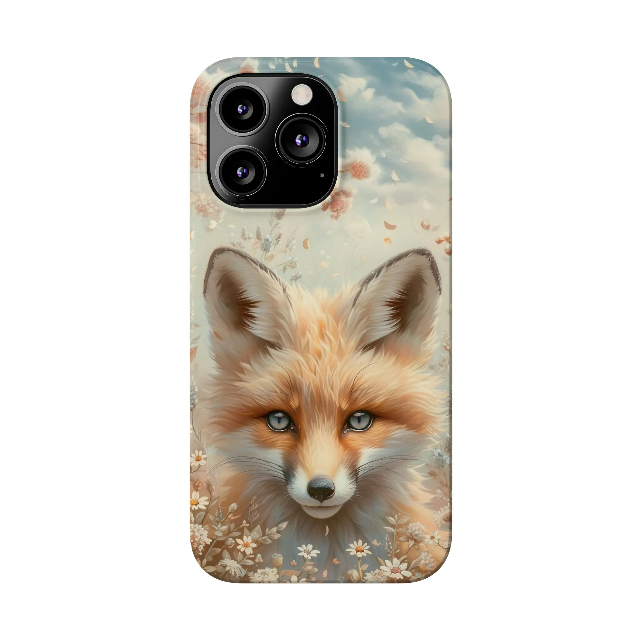 Whimsical Blue Eyed Fox Design Sleek Elegance Wireless-Charging Compatible Phone Case Slim Phone Case compatible with over 20 iphone models