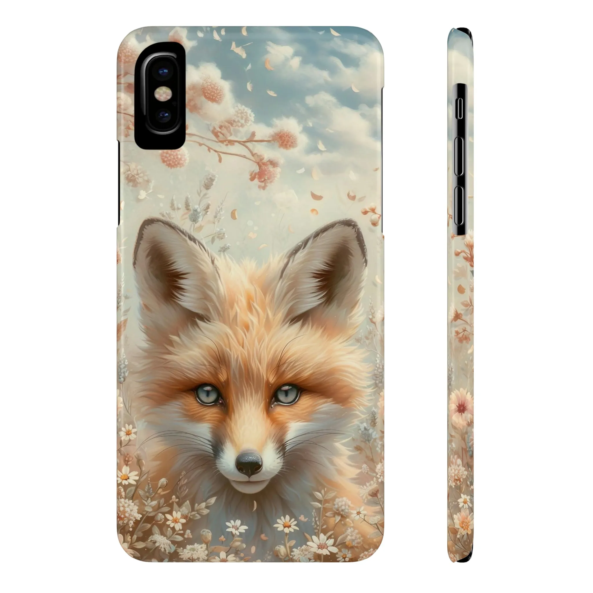 Whimsical Blue Eyed Fox Design Sleek Elegance Wireless-Charging Compatible Phone Case Slim Phone Case compatible with over 20 iphone models