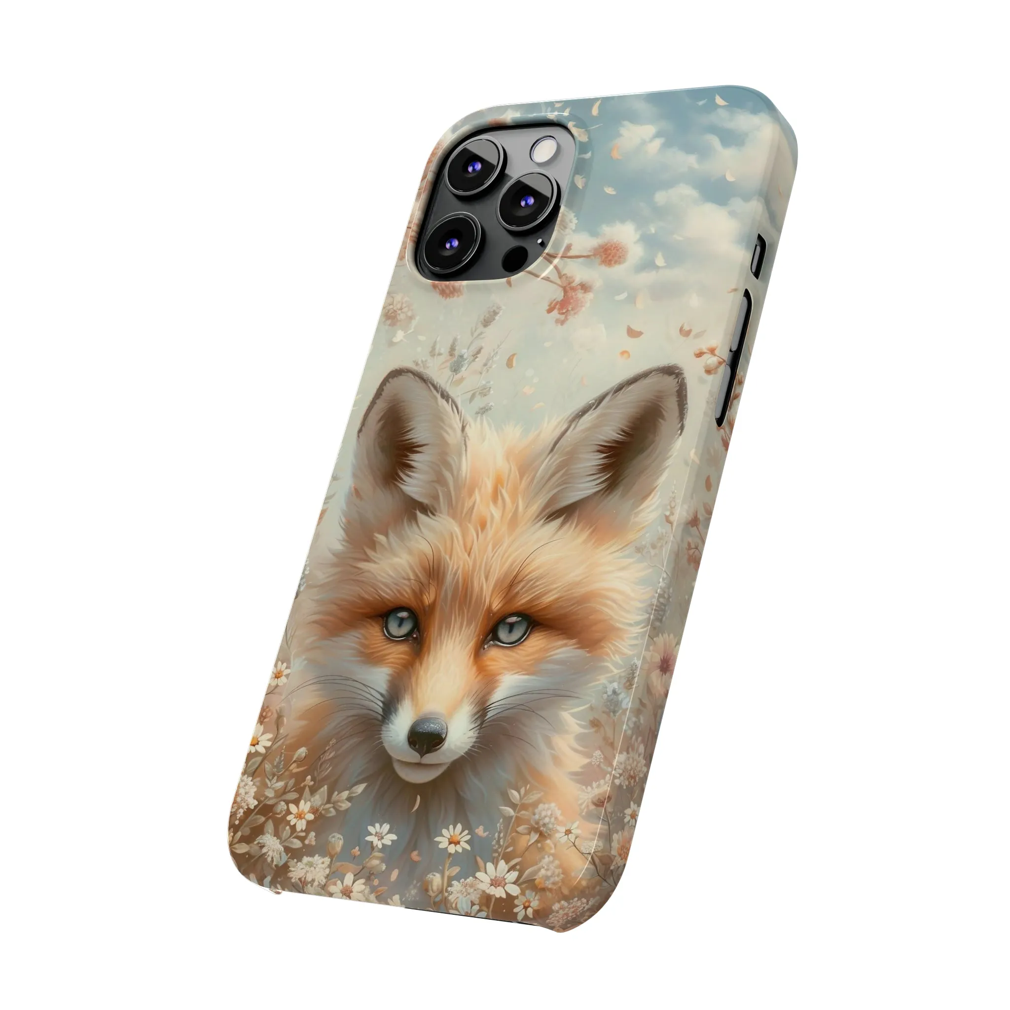 Whimsical Blue Eyed Fox Design Sleek Elegance Wireless-Charging Compatible Phone Case Slim Phone Case compatible with over 20 iphone models