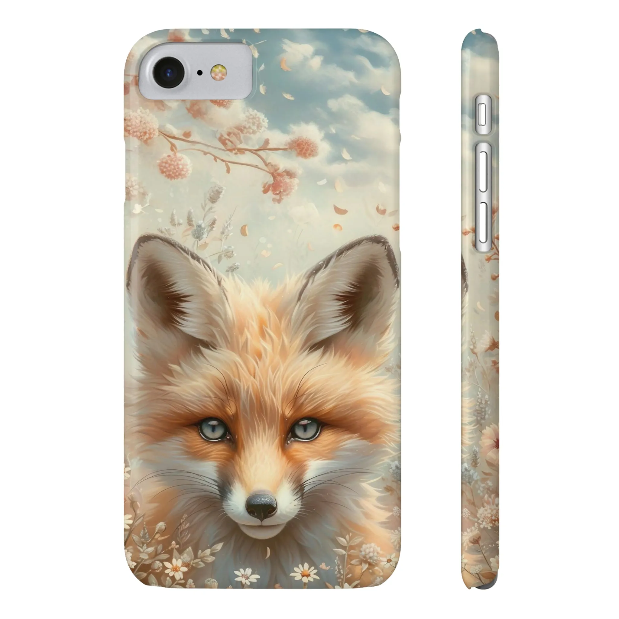 Whimsical Blue Eyed Fox Design Sleek Elegance Wireless-Charging Compatible Phone Case Slim Phone Case compatible with over 20 iphone models