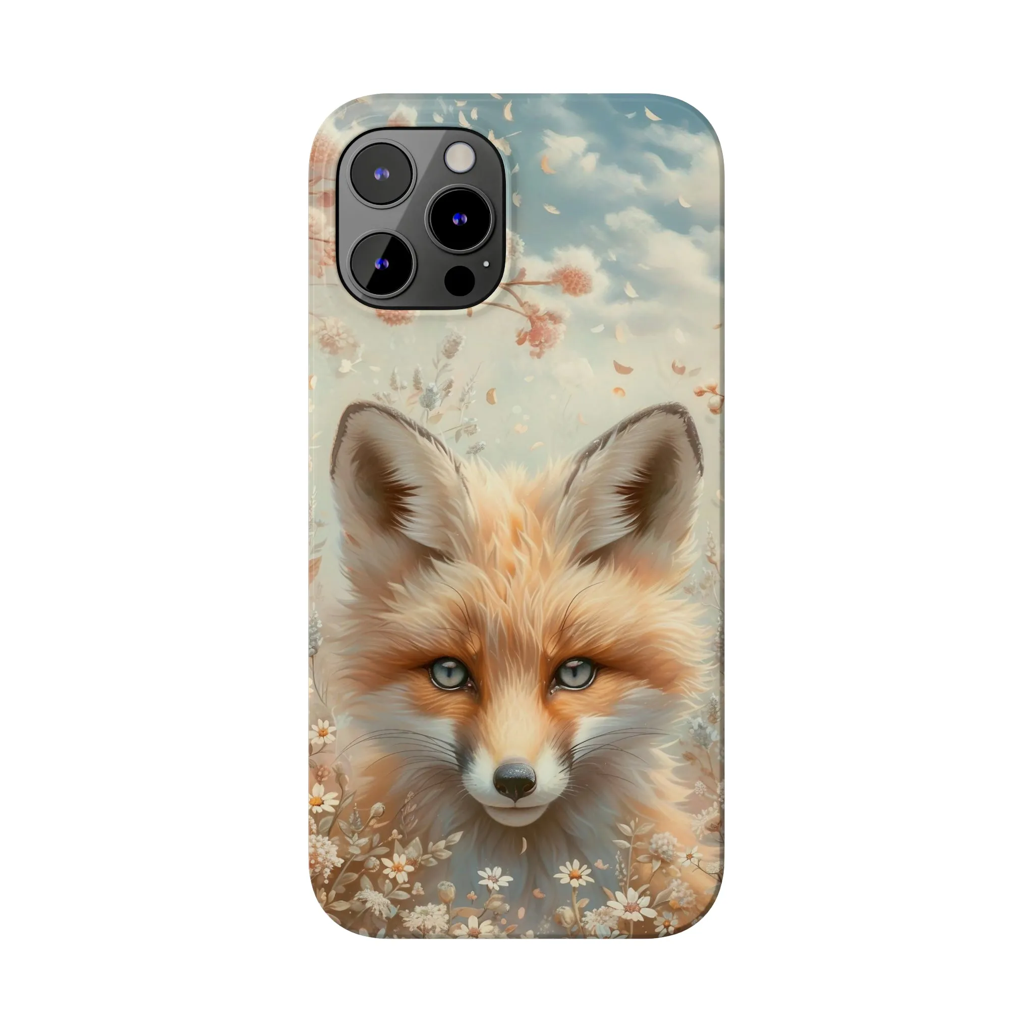 Whimsical Blue Eyed Fox Design Sleek Elegance Wireless-Charging Compatible Phone Case Slim Phone Case compatible with over 20 iphone models