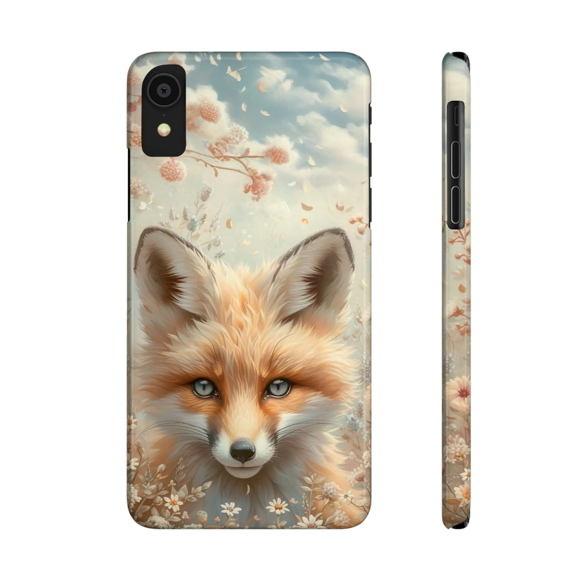 Whimsical Blue Eyed Fox Design Sleek Elegance Wireless-Charging Compatible Phone Case Slim Phone Case compatible with over 20 iphone models