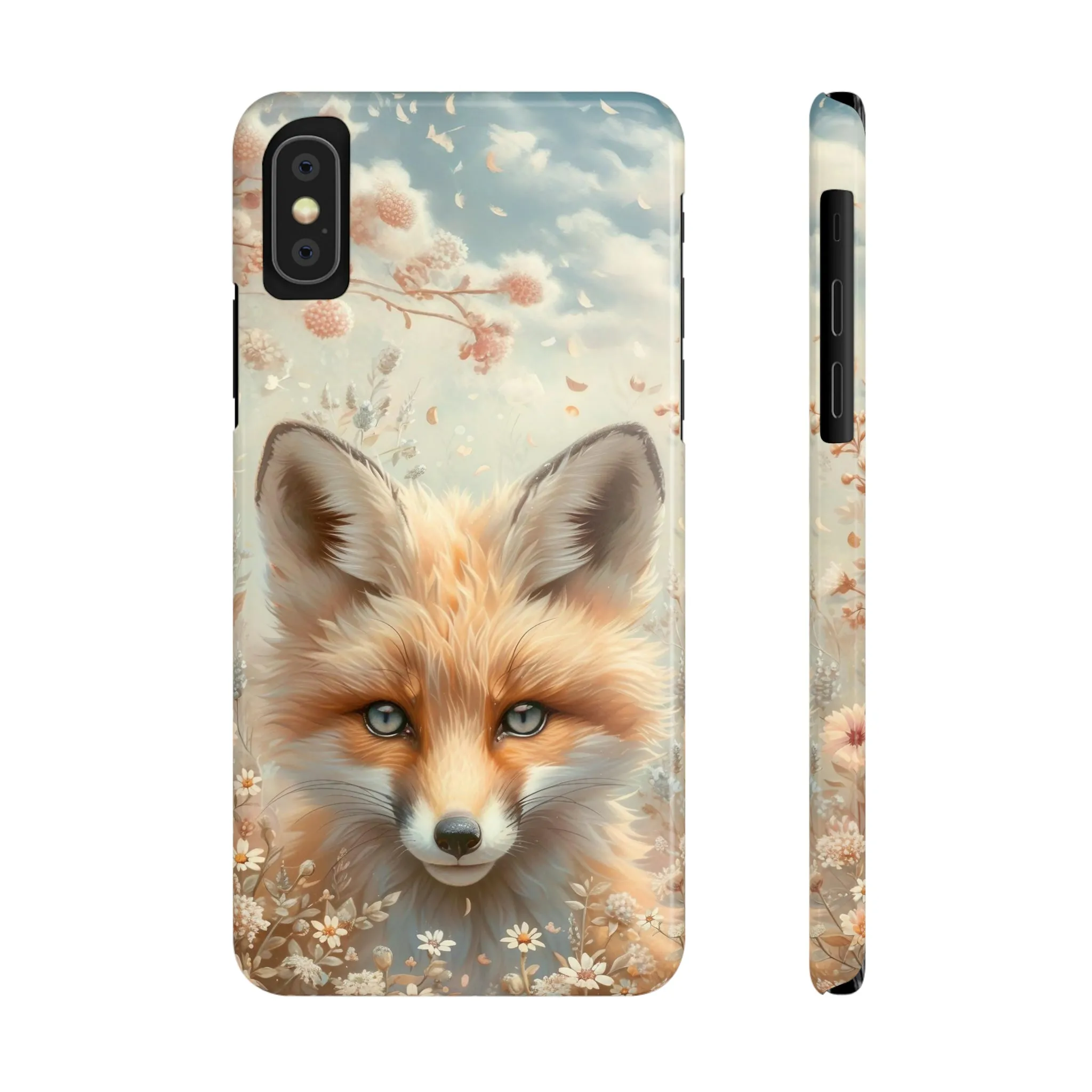 Whimsical Blue Eyed Fox Design Sleek Elegance Wireless-Charging Compatible Phone Case Slim Phone Case compatible with over 20 iphone models