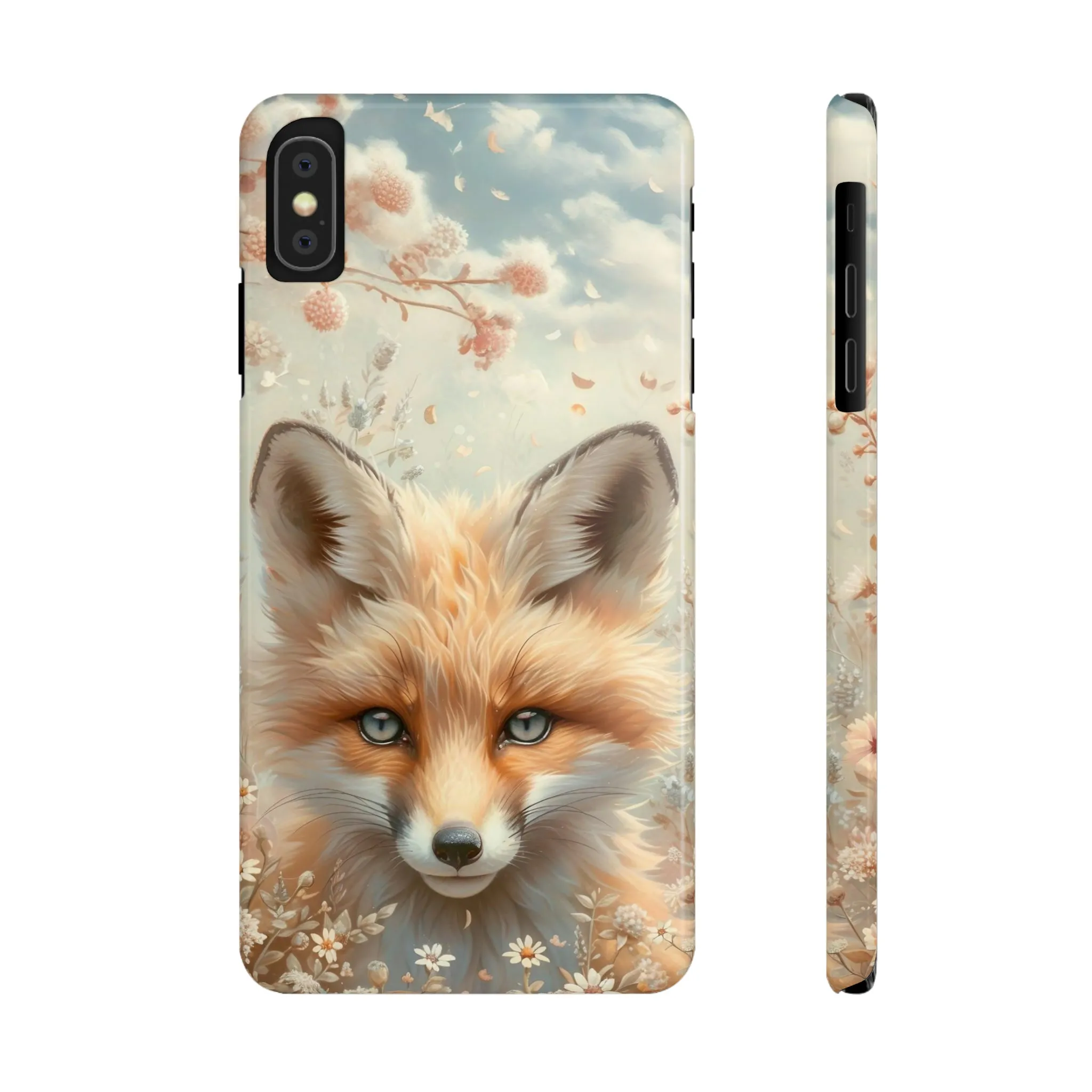 Whimsical Blue Eyed Fox Design Sleek Elegance Wireless-Charging Compatible Phone Case Slim Phone Case compatible with over 20 iphone models