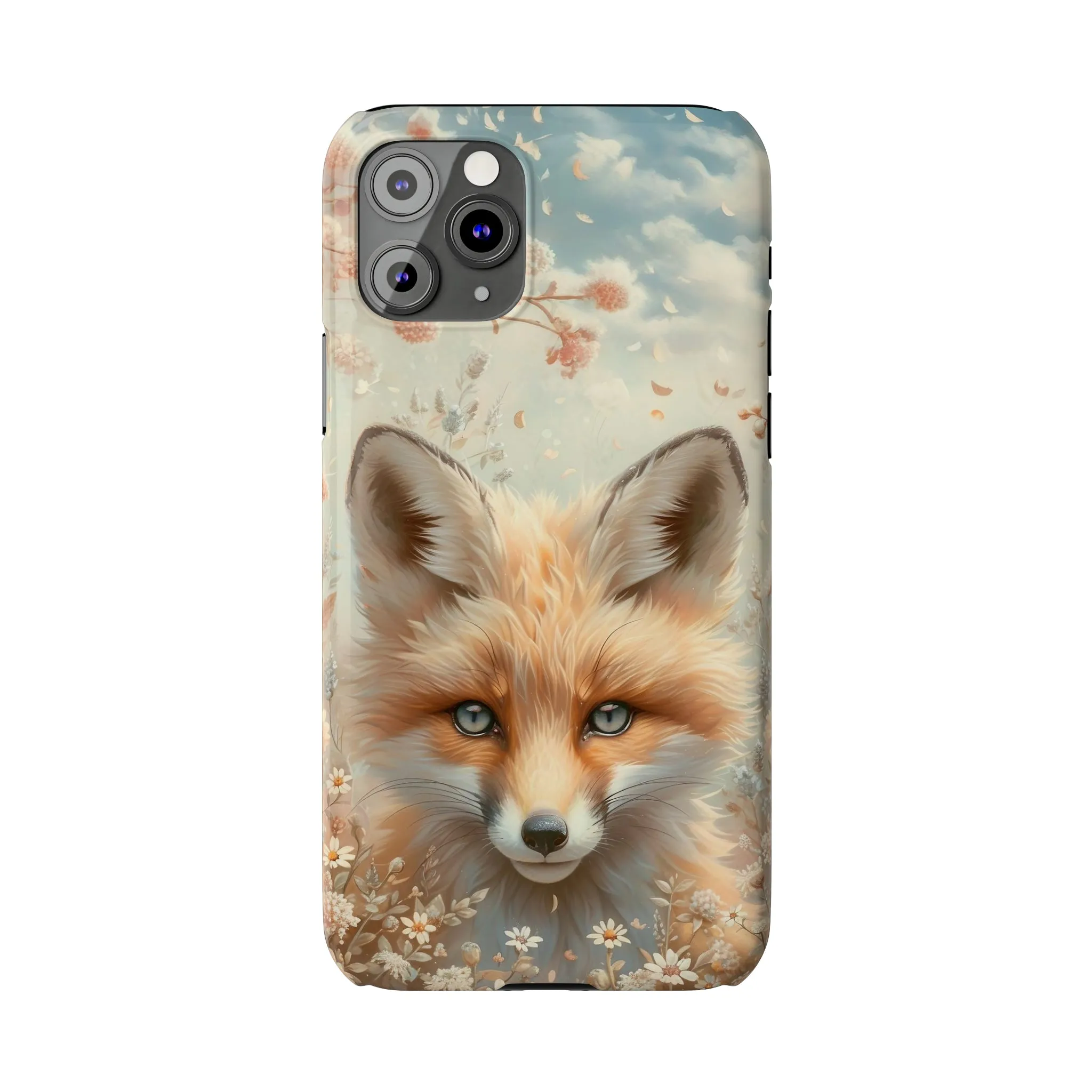 Whimsical Blue Eyed Fox Design Sleek Elegance Wireless-Charging Compatible Phone Case Slim Phone Case compatible with over 20 iphone models