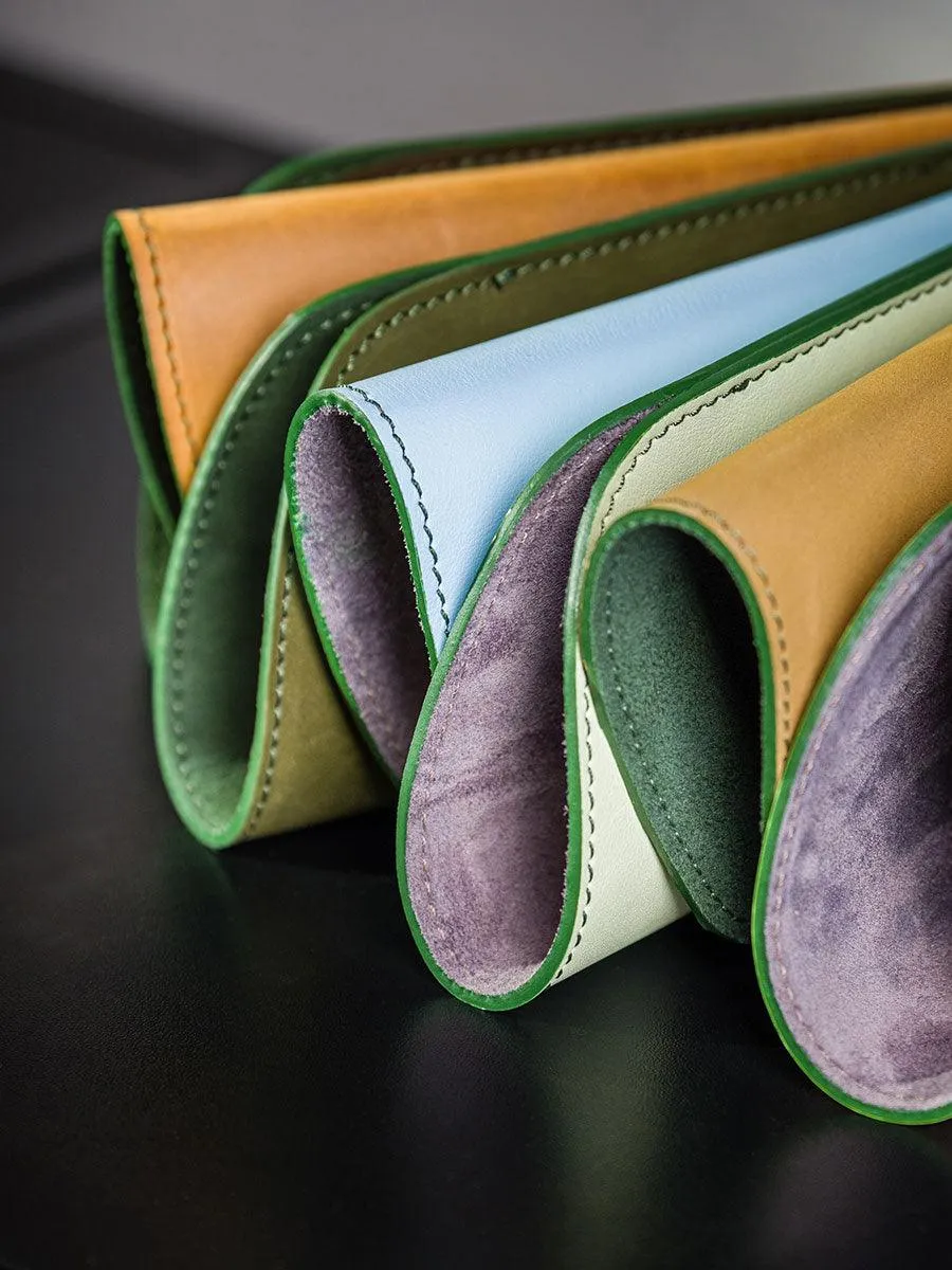 White Linen pocket leather glasses case