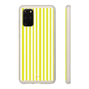 Yellow White Striped Biodegradable Case, Eco-Friendly Compostable Slim Lightweight Phone Case